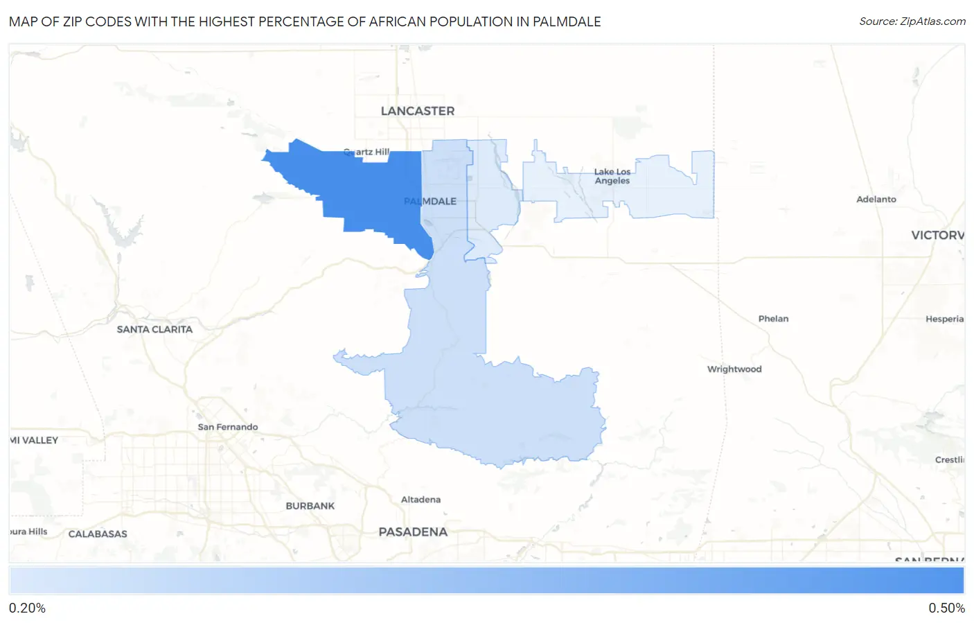 Zip Codes with the Highest Percentage of African Population in Palmdale Map
