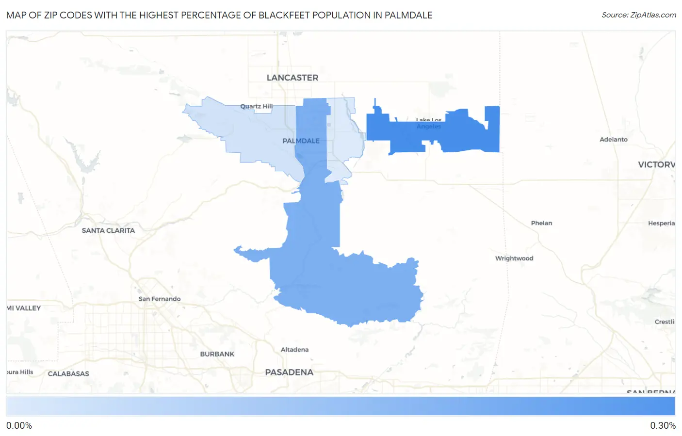 Zip Codes with the Highest Percentage of Blackfeet Population in Palmdale Map