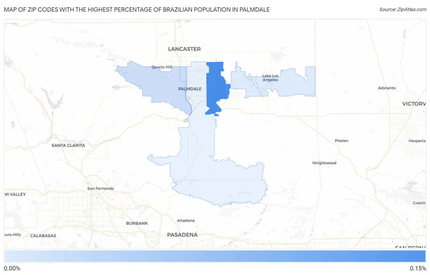 Zip Codes with the Highest Percentage of Brazilian Population in Palmdale Map