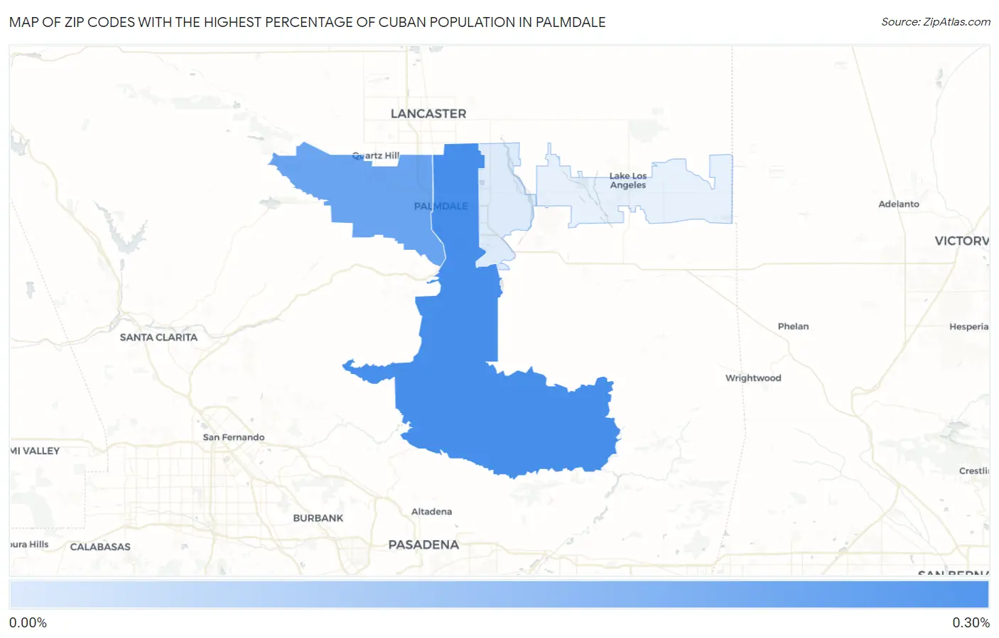 Zip Codes with the Highest Percentage of Cuban Population in Palmdale Map