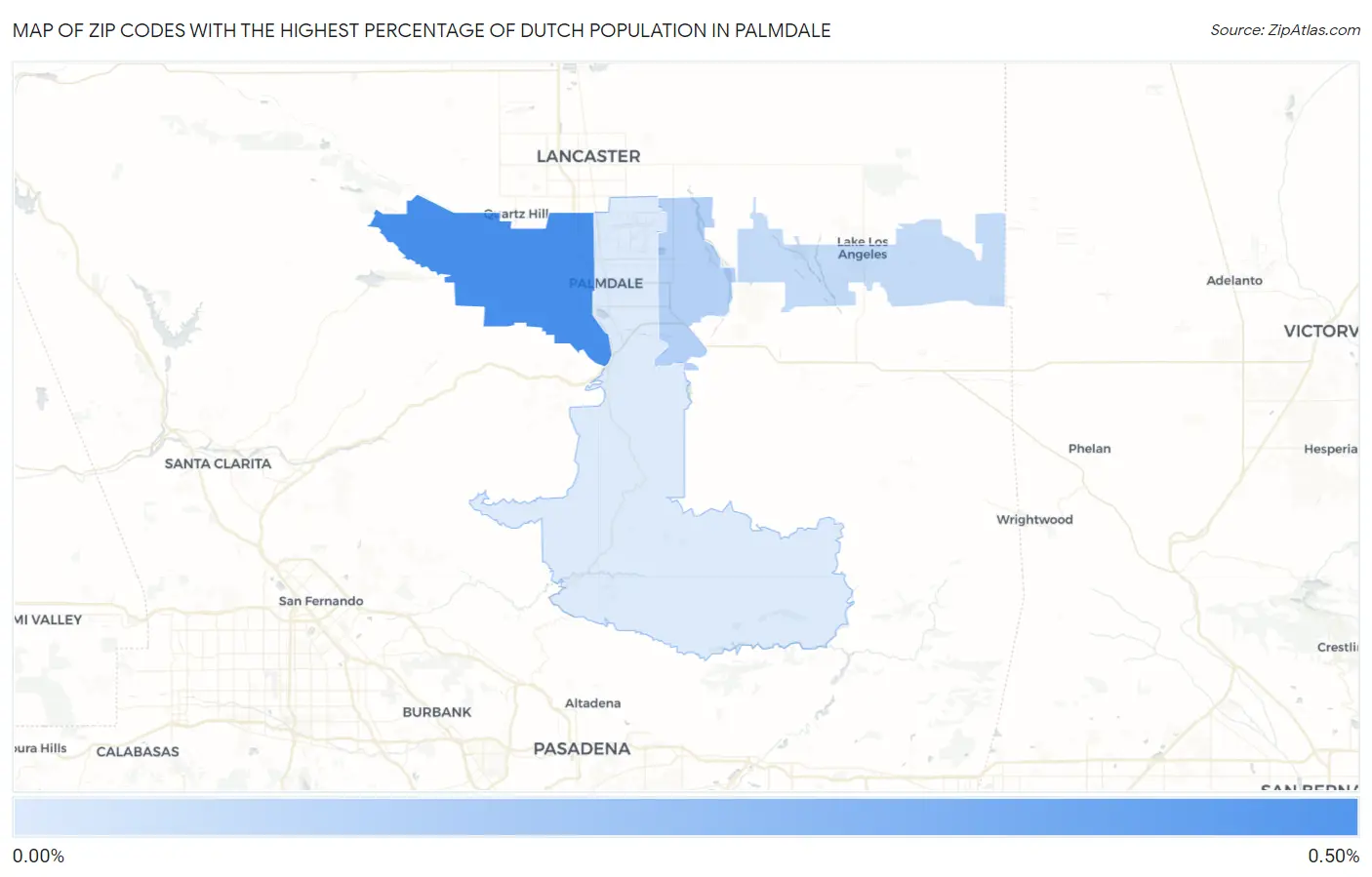 Zip Codes with the Highest Percentage of Dutch Population in Palmdale Map