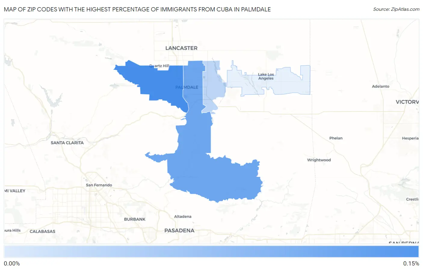 Zip Codes with the Highest Percentage of Immigrants from Cuba in Palmdale Map