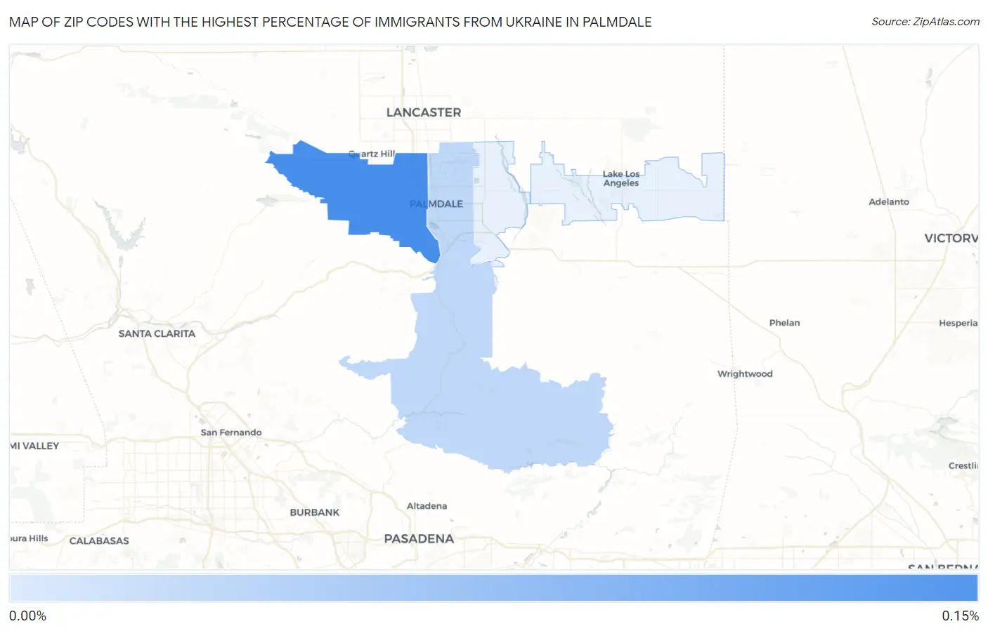 Zip Codes with the Highest Percentage of Immigrants from Ukraine in Palmdale Map