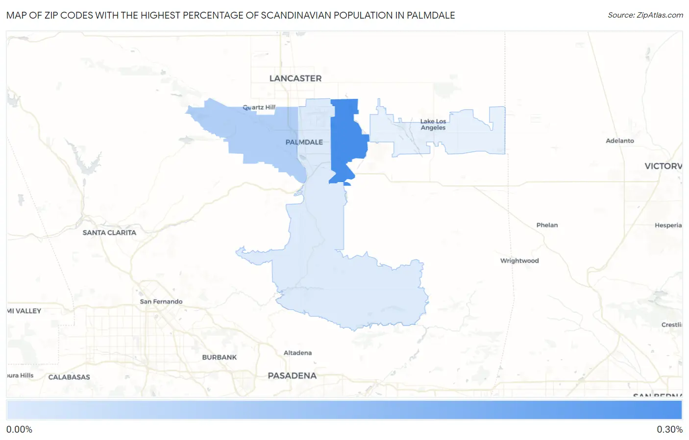 Zip Codes with the Highest Percentage of Scandinavian Population in Palmdale Map