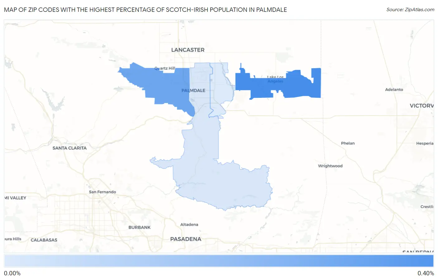 Zip Codes with the Highest Percentage of Scotch-Irish Population in Palmdale Map