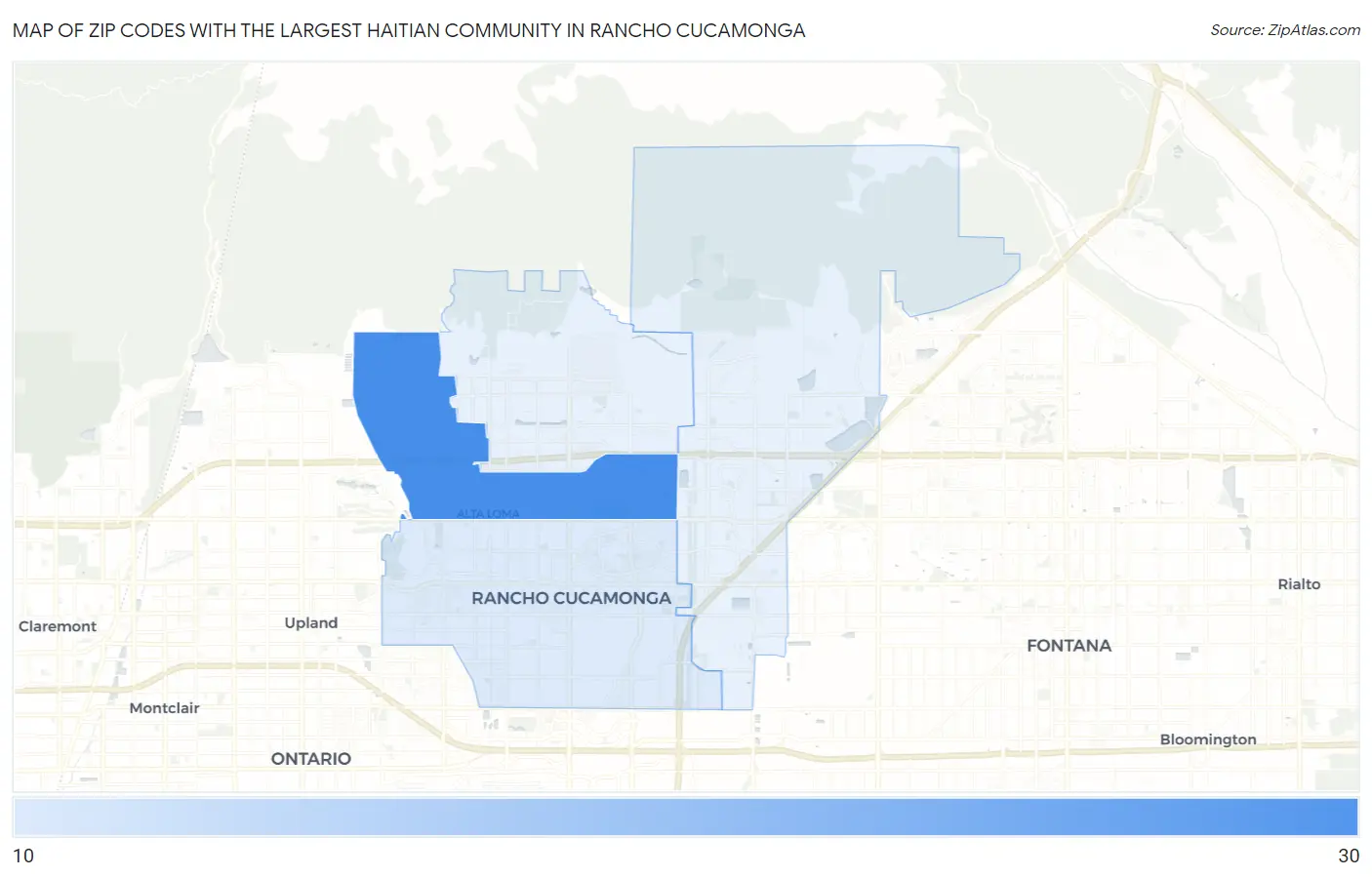 Zip Codes with the Largest Haitian Community in Rancho Cucamonga Map