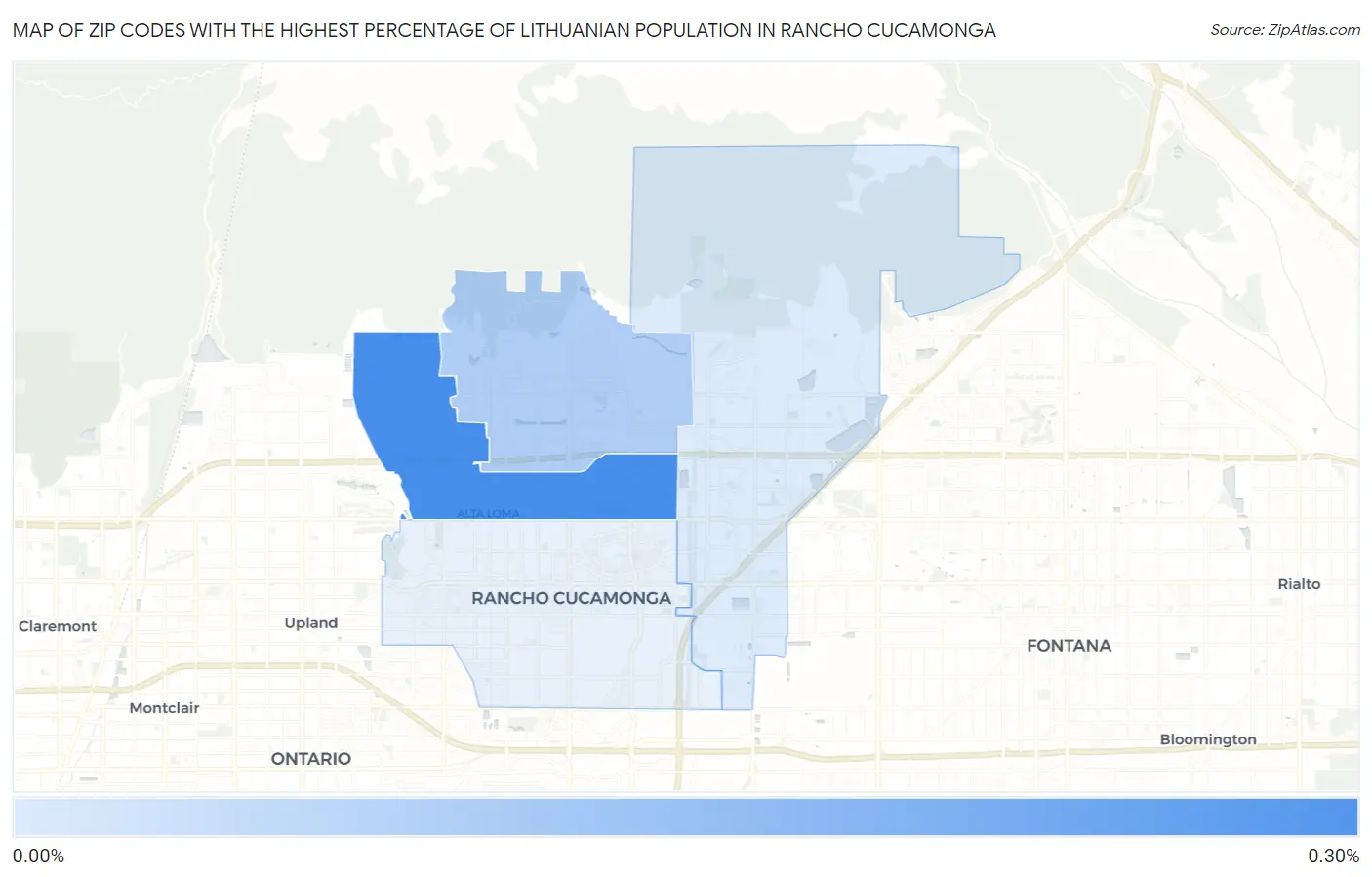 Zip Codes with the Highest Percentage of Lithuanian Population in Rancho Cucamonga Map