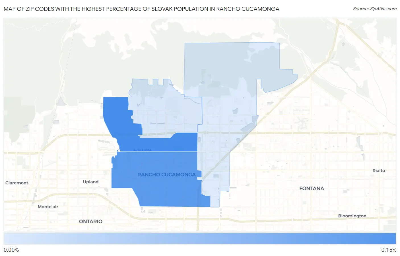 Zip Codes with the Highest Percentage of Slovak Population in Rancho Cucamonga Map