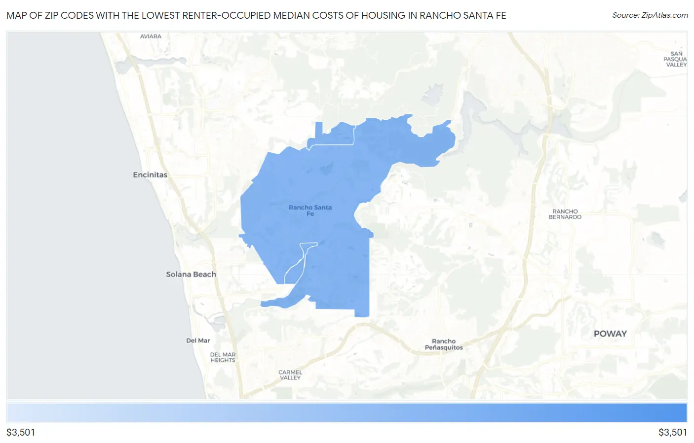 Zip Codes with the Lowest Renter-Occupied Median Costs of Housing in Rancho Santa Fe Map