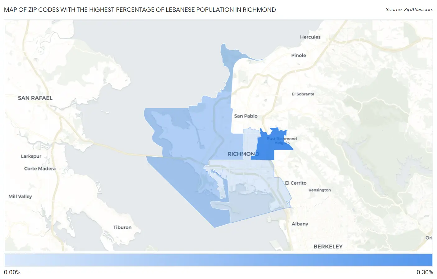Zip Codes with the Highest Percentage of Lebanese Population in Richmond Map