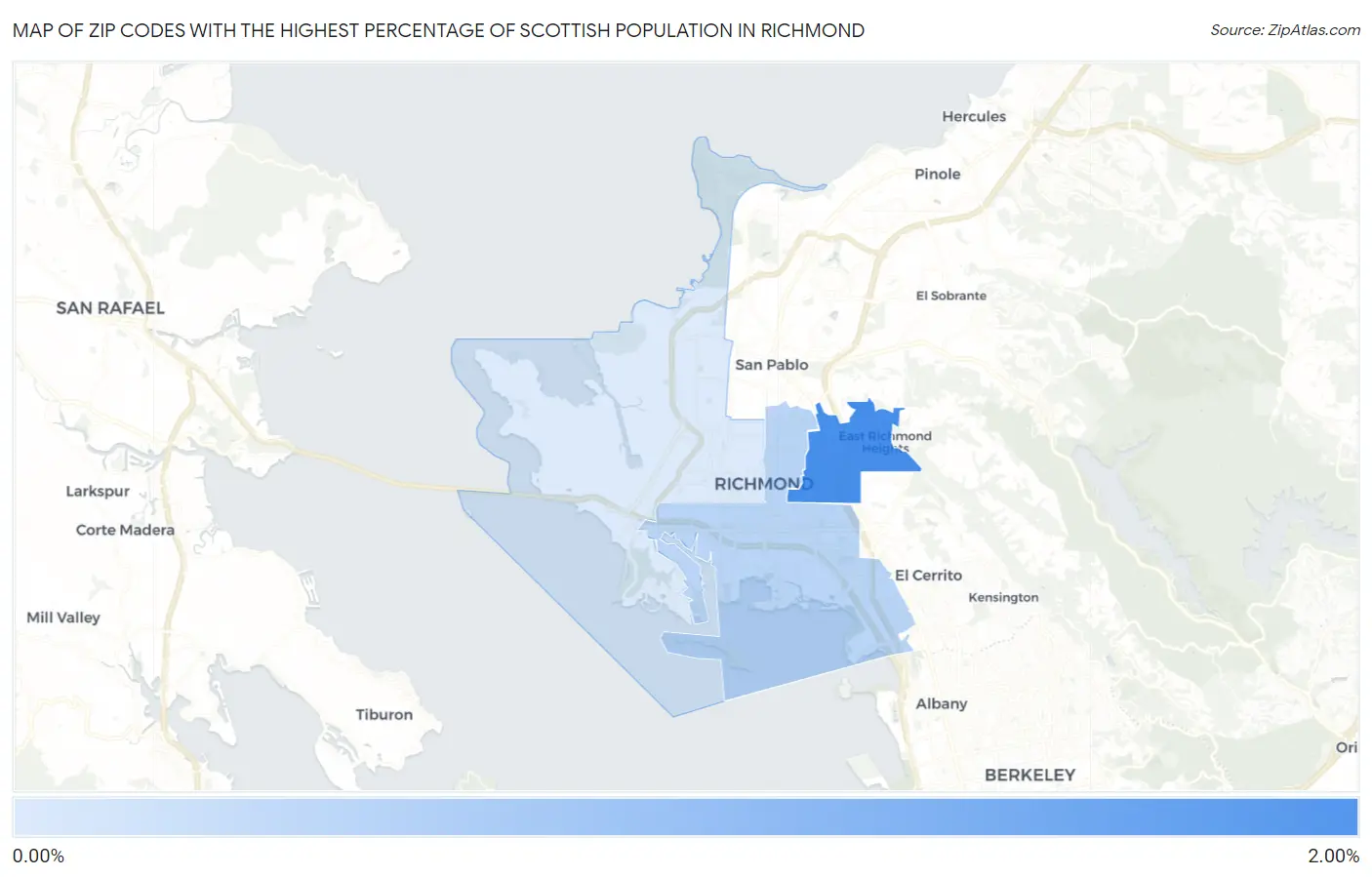 Zip Codes with the Highest Percentage of Scottish Population in Richmond Map