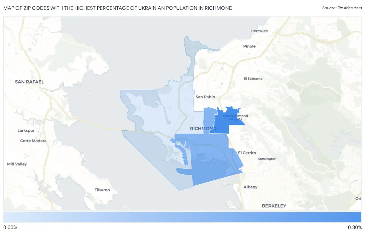 Zip Codes with the Highest Percentage of Ukrainian Population in Richmond Map