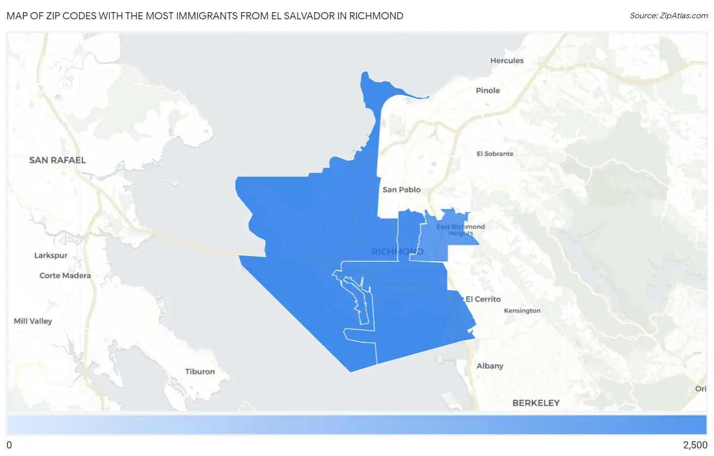 Zip Codes with the Most Immigrants from El Salvador in Richmond Map