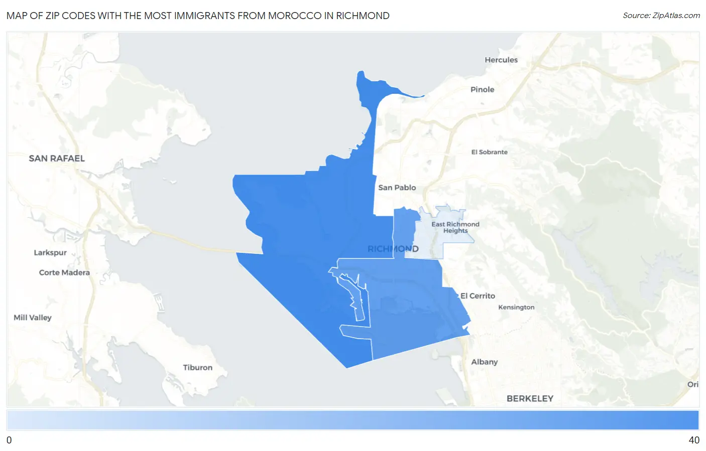 Zip Codes with the Most Immigrants from Morocco in Richmond Map