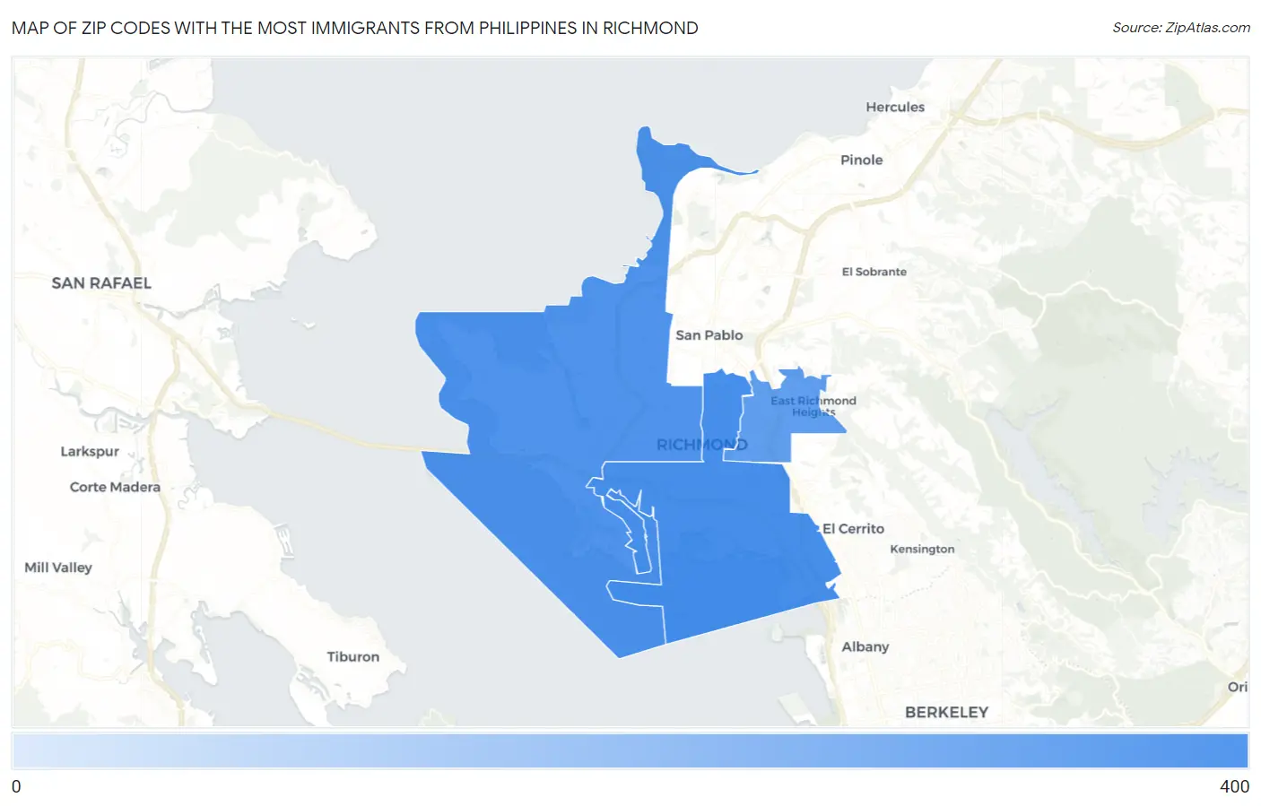 Zip Codes with the Most Immigrants from Philippines in Richmond Map