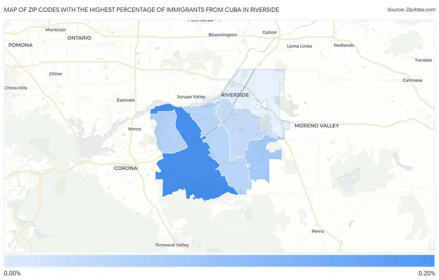 Zip Codes with the Highest Percentage of Immigrants from Cuba in Riverside Map