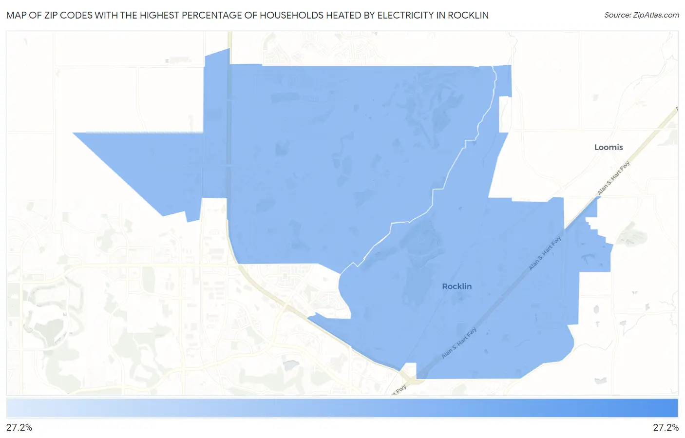 Zip Codes with the Highest Percentage of Households Heated by Electricity in Rocklin Map