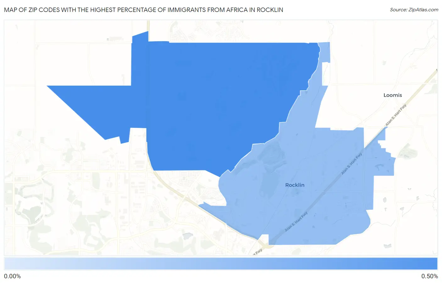 Zip Codes with the Highest Percentage of Immigrants from Africa in Rocklin Map