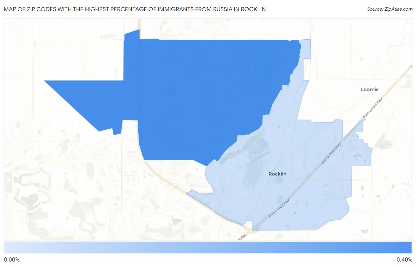 Zip Codes with the Highest Percentage of Immigrants from Russia in Rocklin Map