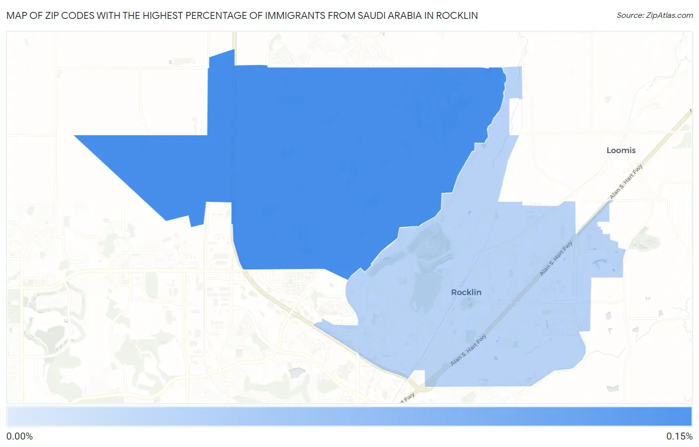 Zip Codes with the Highest Percentage of Immigrants from Saudi Arabia in Rocklin Map