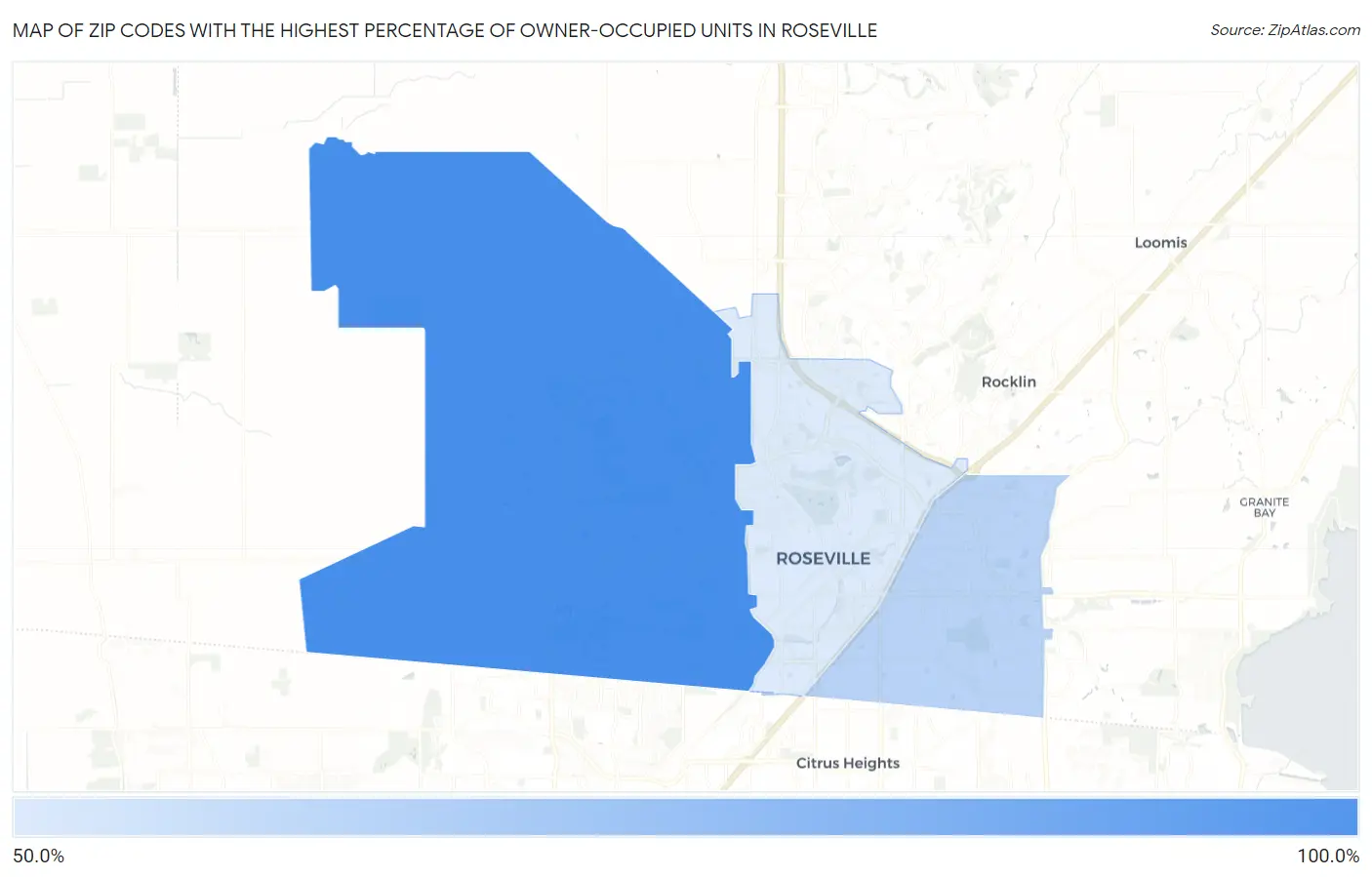 Zip Codes with the Highest Percentage of Owner-Occupied Units in Roseville Map