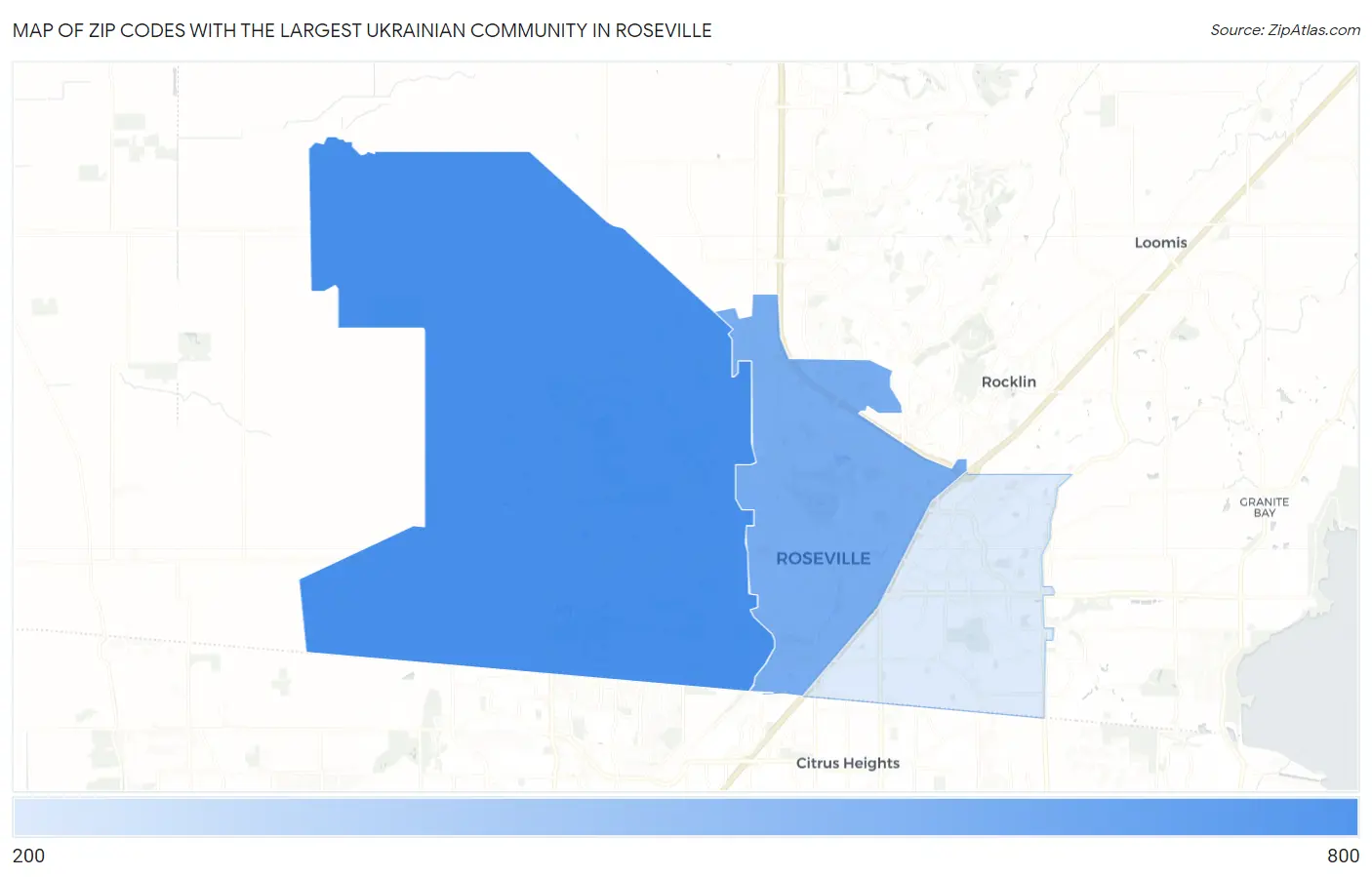 Zip Codes with the Largest Ukrainian Community in Roseville Map