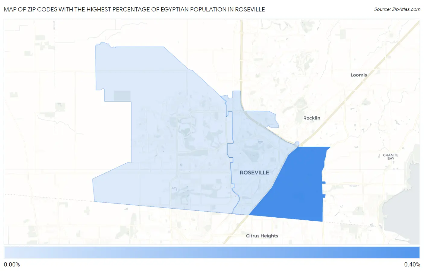Zip Codes with the Highest Percentage of Egyptian Population in Roseville Map