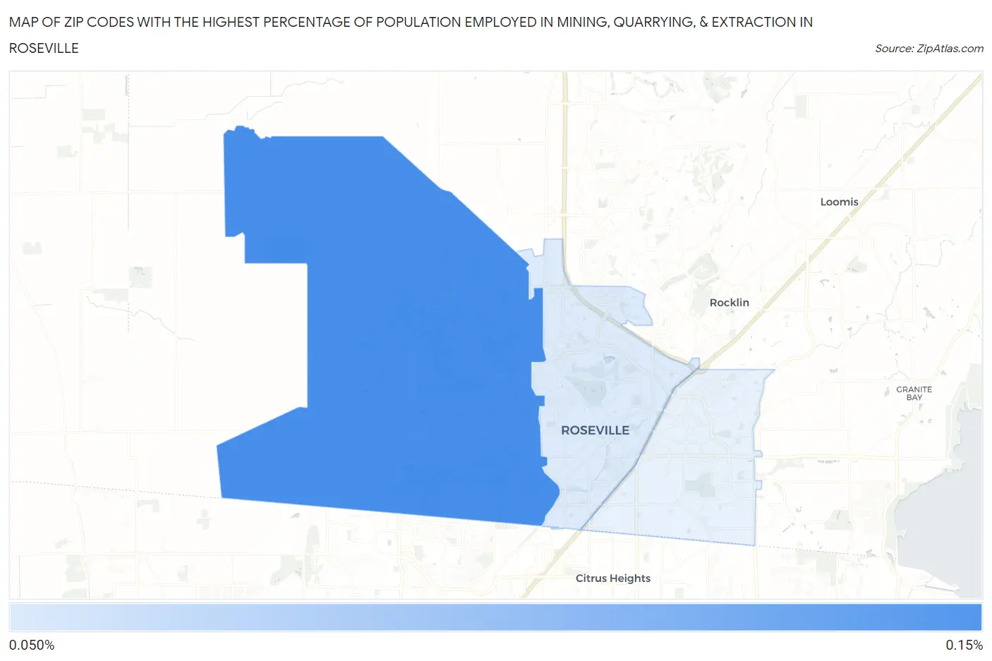 Zip Codes with the Highest Percentage of Population Employed in Mining, Quarrying, & Extraction in Roseville Map