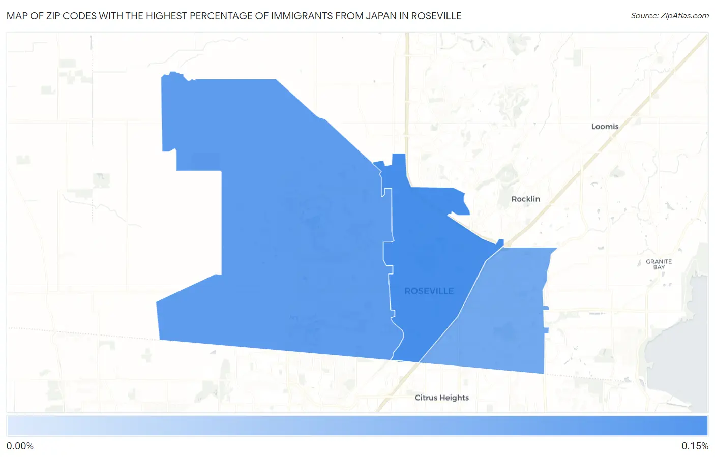 Zip Codes with the Highest Percentage of Immigrants from Japan in Roseville Map