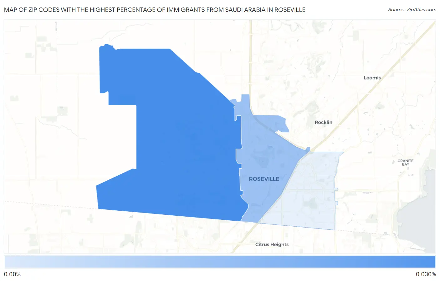 Zip Codes with the Highest Percentage of Immigrants from Saudi Arabia in Roseville Map