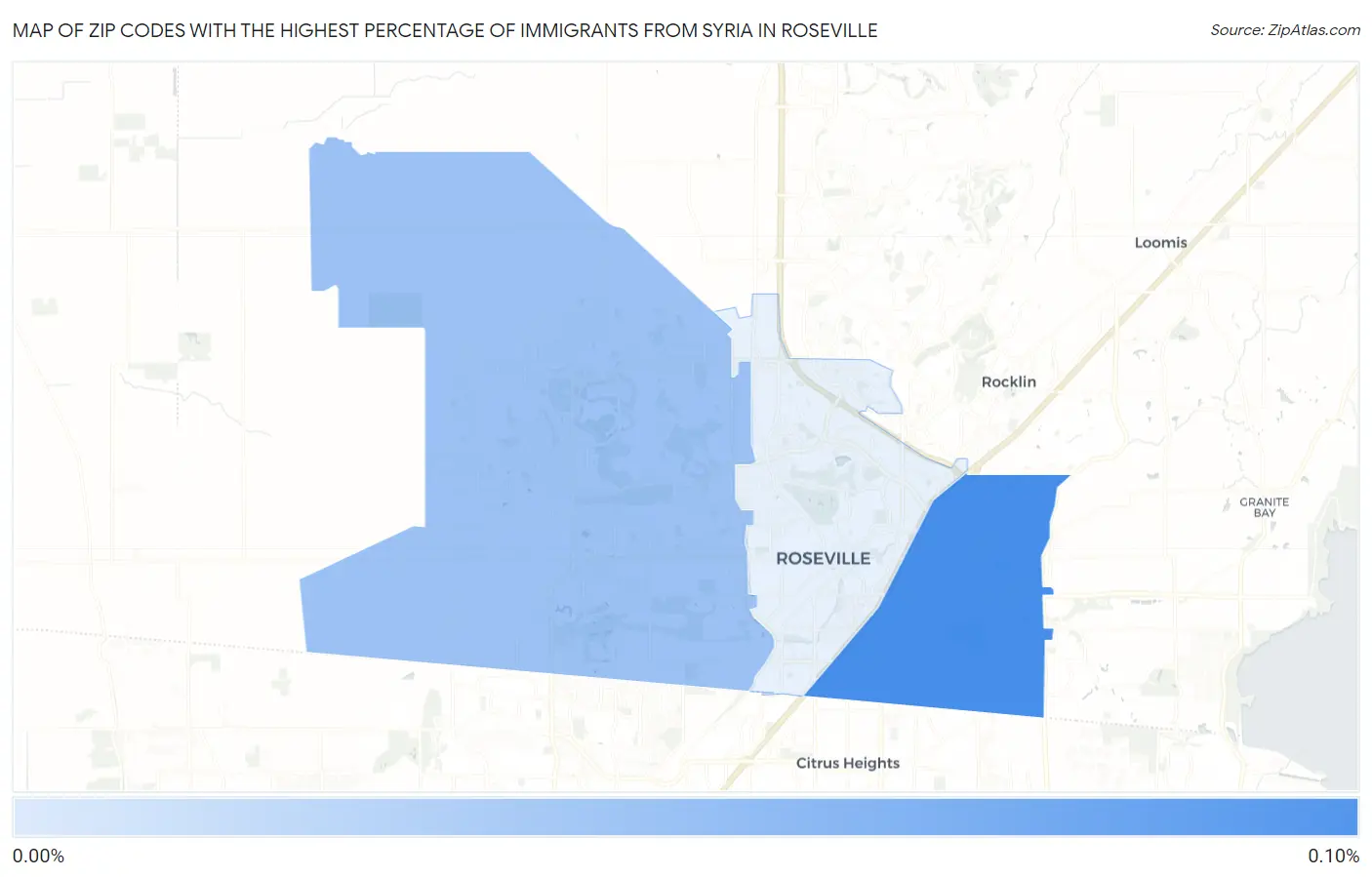 Zip Codes with the Highest Percentage of Immigrants from Syria in Roseville Map