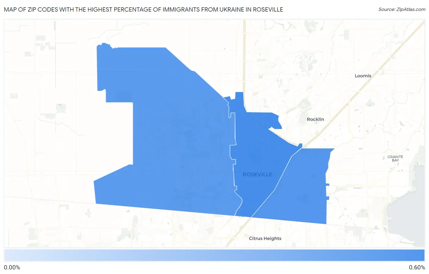 Zip Codes with the Highest Percentage of Immigrants from Ukraine in Roseville Map