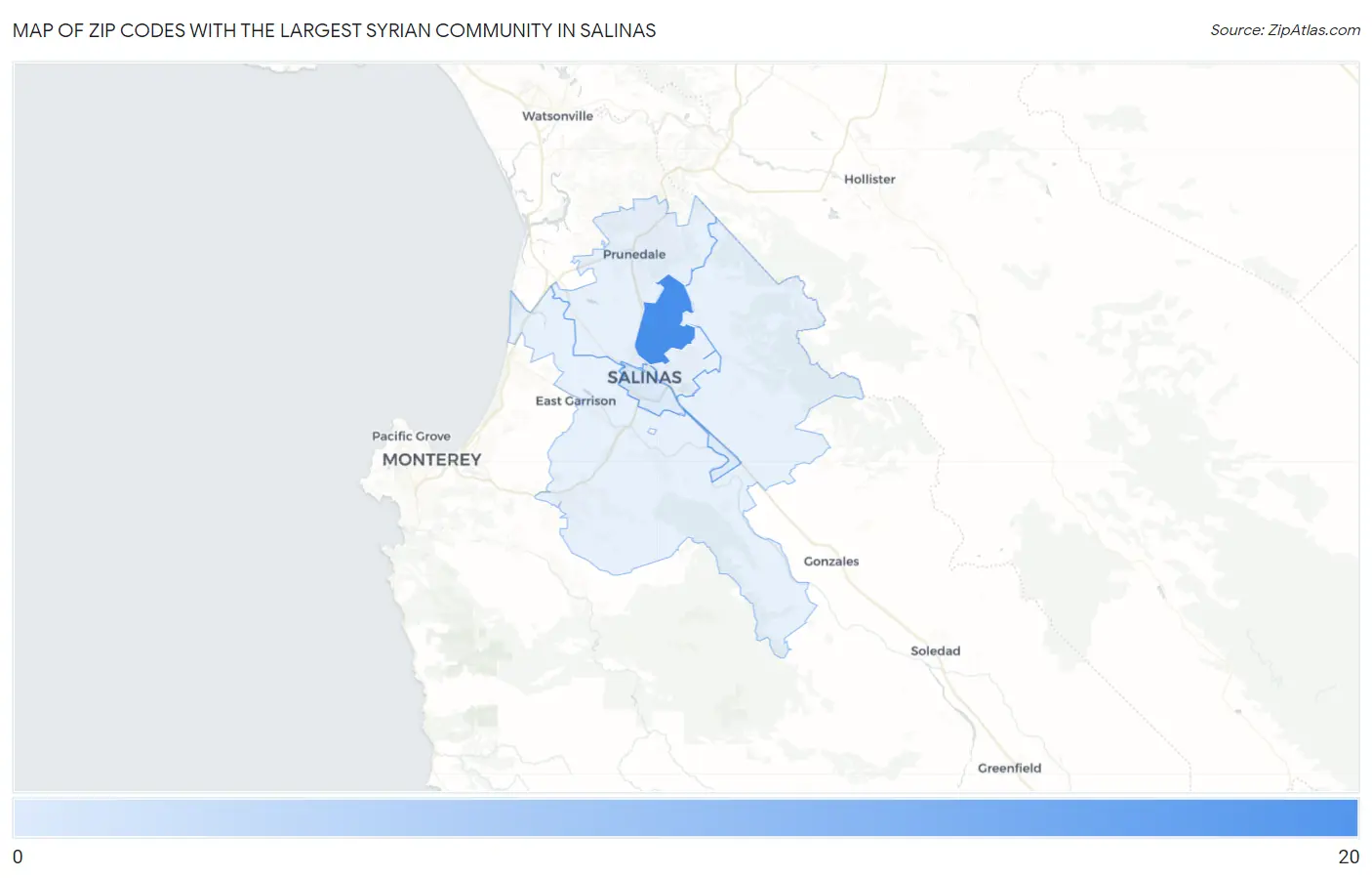 Zip Codes with the Largest Syrian Community in Salinas Map