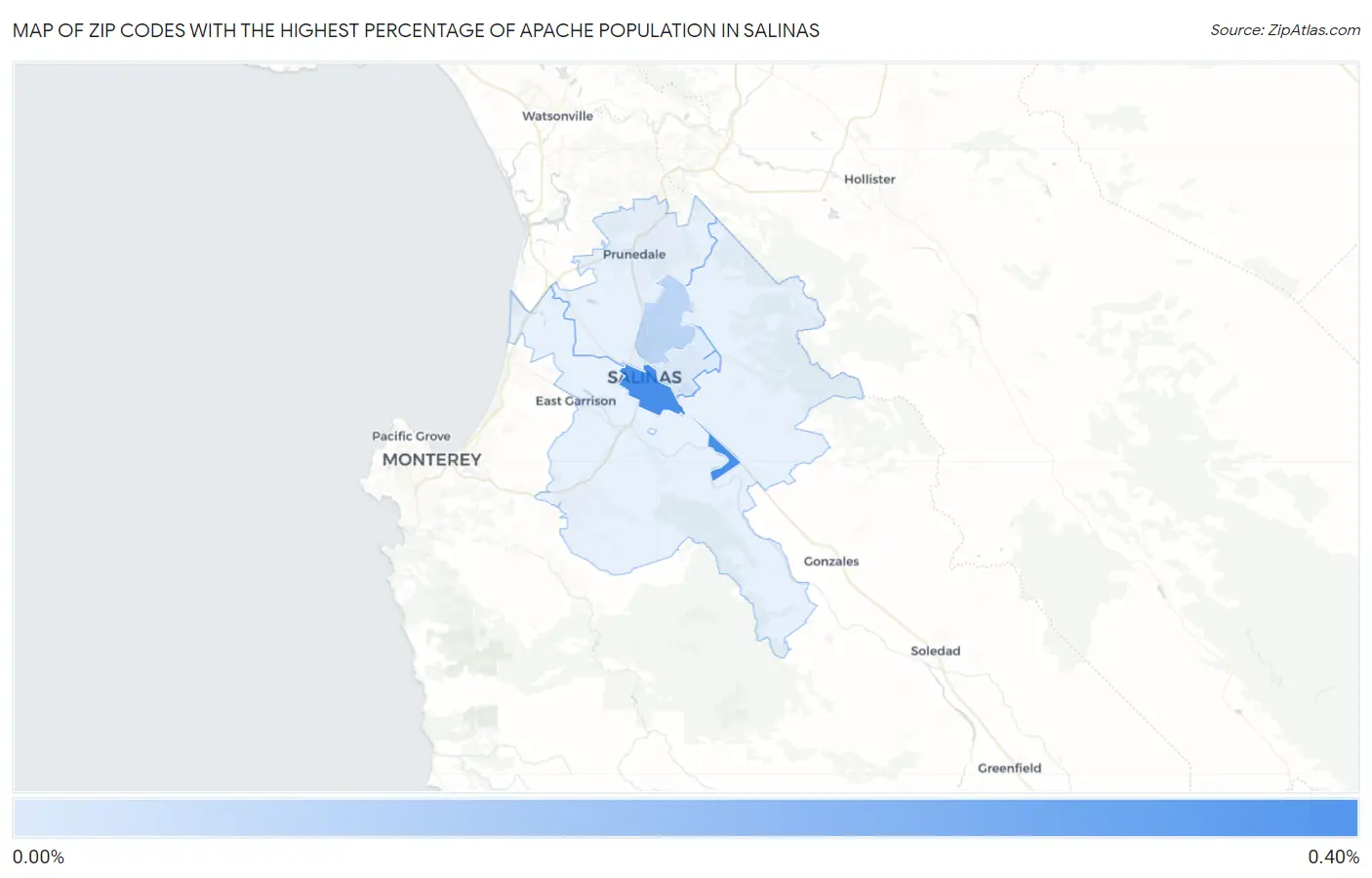 Zip Codes with the Highest Percentage of Apache Population in Salinas Map