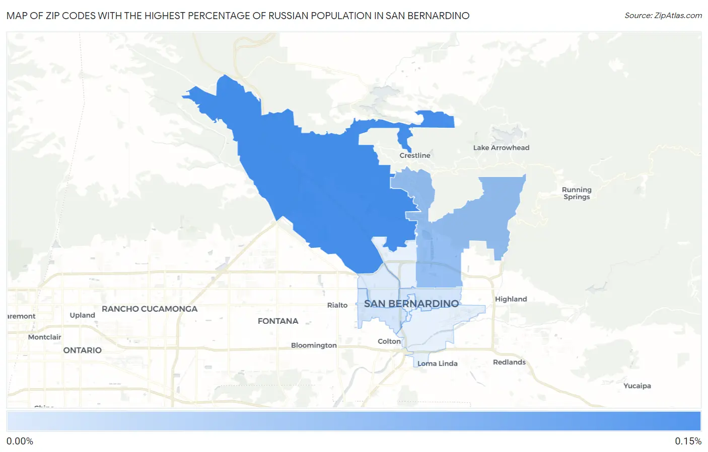 Zip Codes with the Highest Percentage of Russian Population in San Bernardino Map