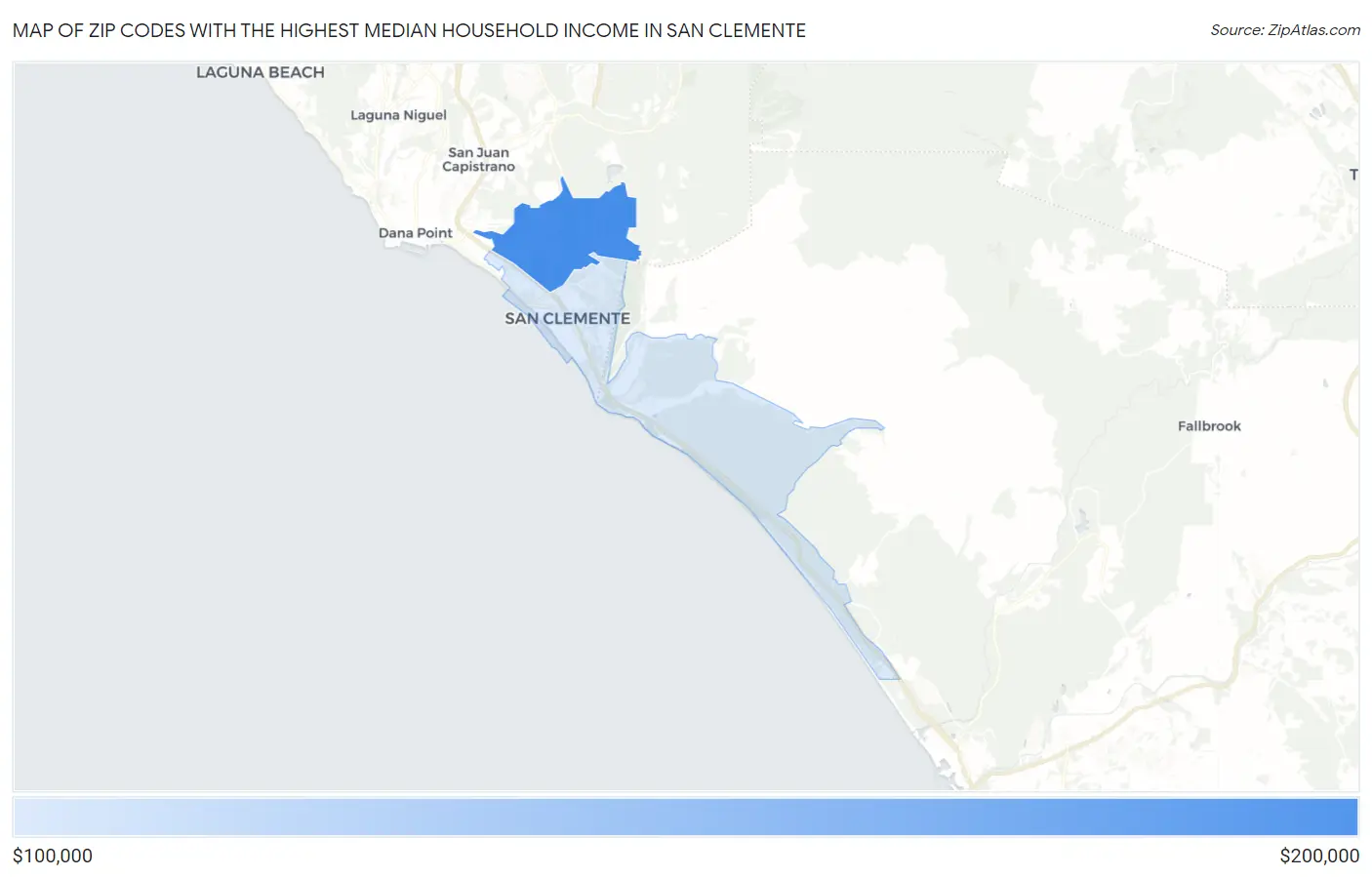 Zip Codes with the Highest Median Household Income in San Clemente Map