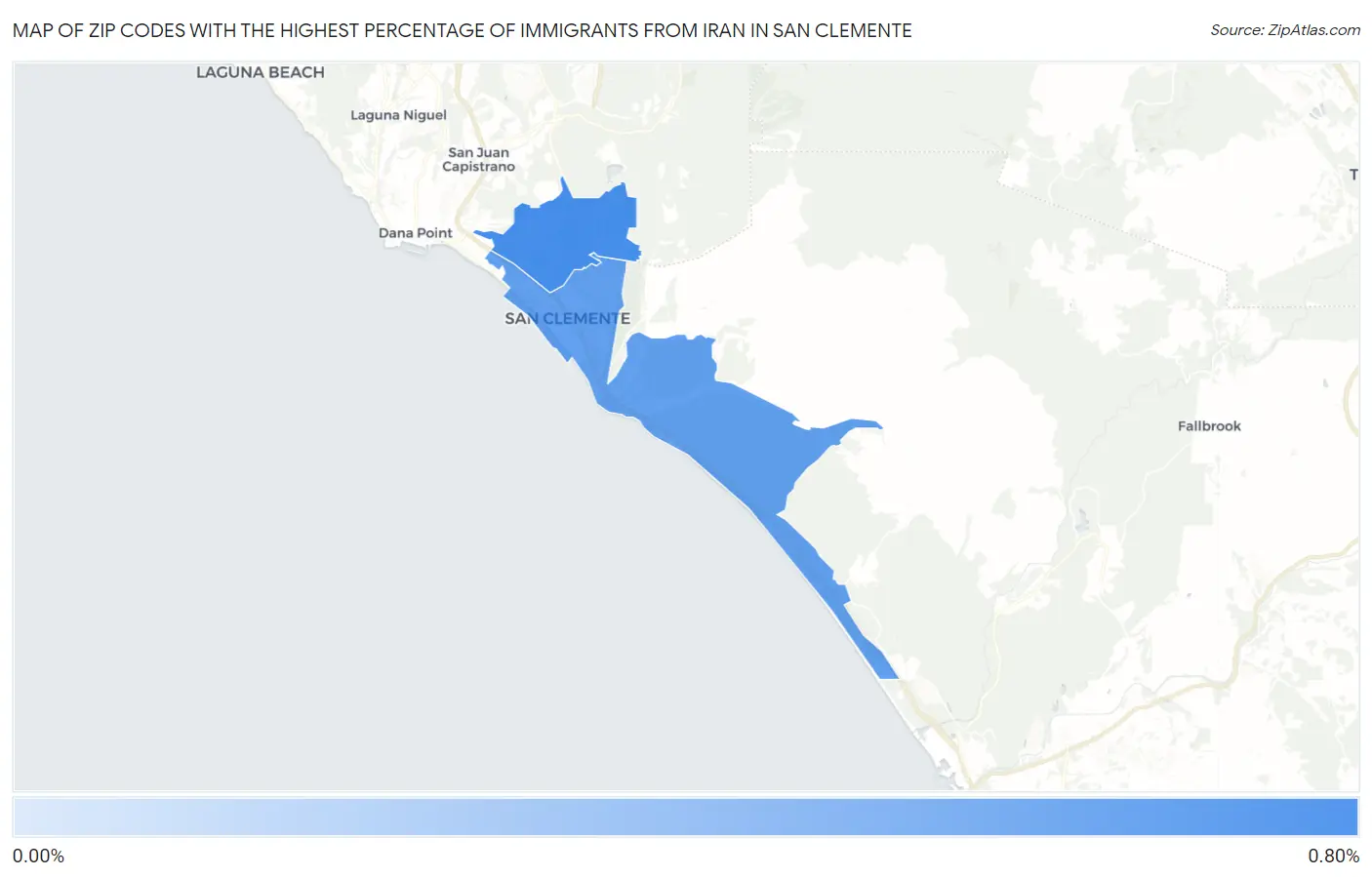 Zip Codes with the Highest Percentage of Immigrants from Iran in San Clemente Map