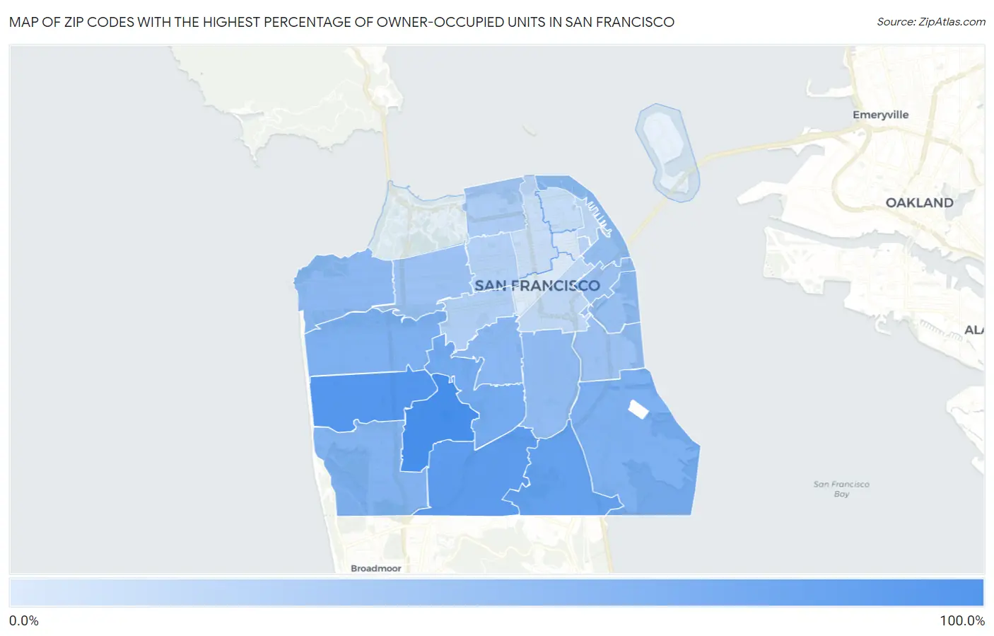 Zip Codes with the Highest Percentage of Owner-Occupied Units in San Francisco Map