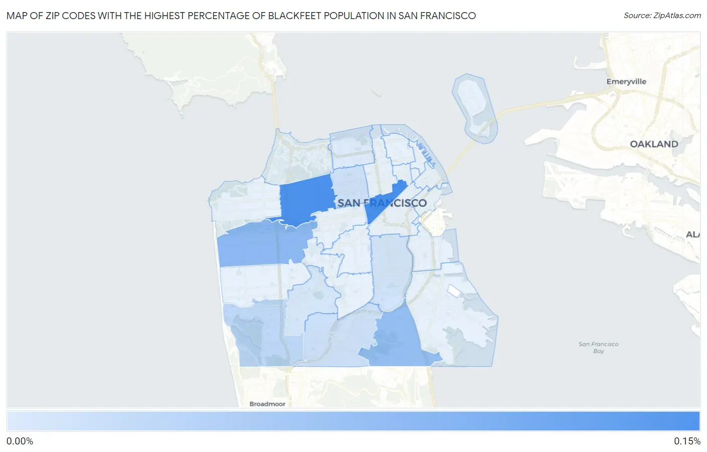 Zip Codes with the Highest Percentage of Blackfeet Population in San Francisco Map