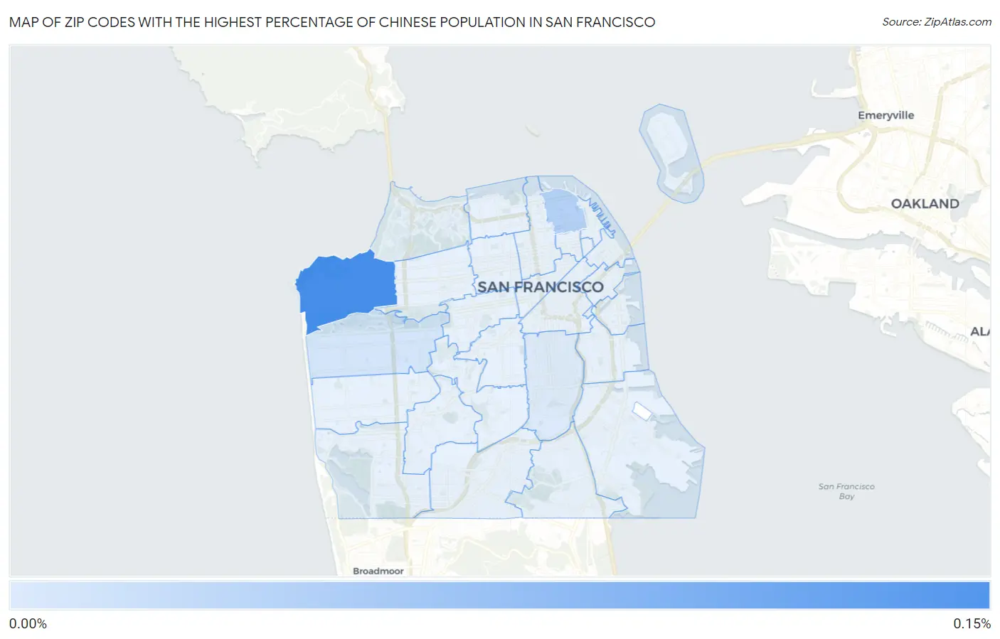 Zip Codes with the Highest Percentage of Chinese Population in San Francisco Map