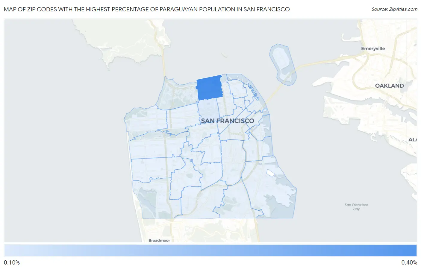 Zip Codes with the Highest Percentage of Paraguayan Population in San Francisco Map
