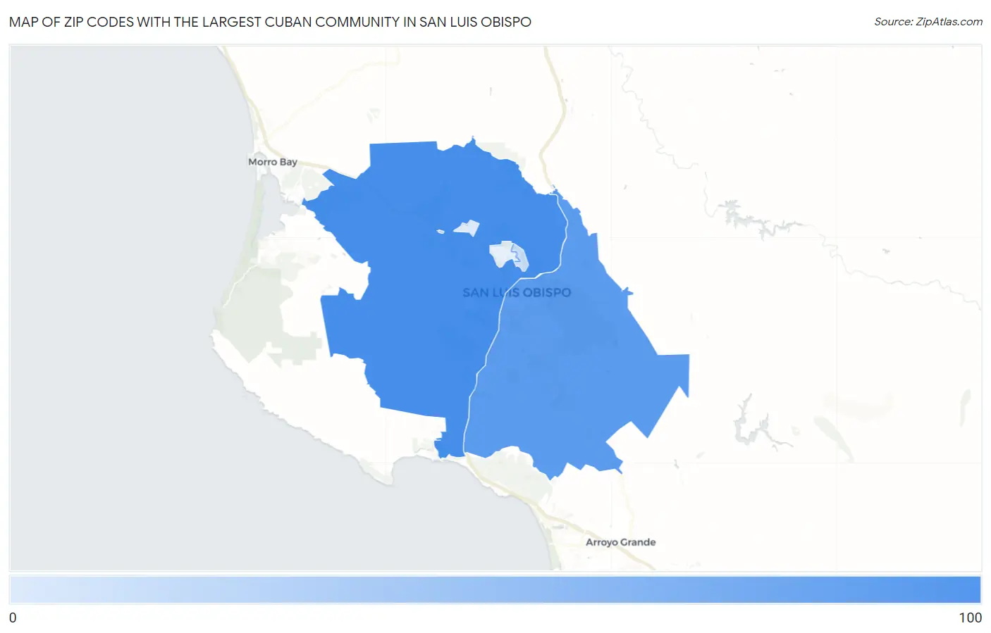 Zip Codes with the Largest Cuban Community in San Luis Obispo Map