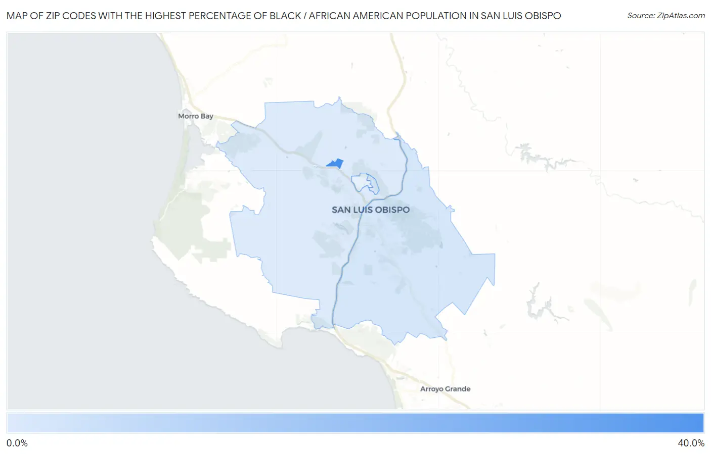 Zip Codes with the Highest Percentage of Black / African American Population in San Luis Obispo Map