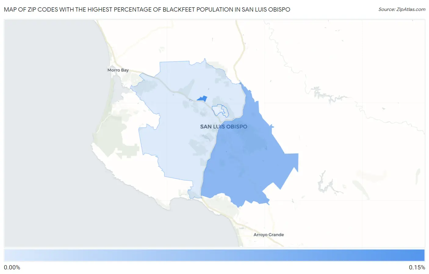 Zip Codes with the Highest Percentage of Blackfeet Population in San Luis Obispo Map