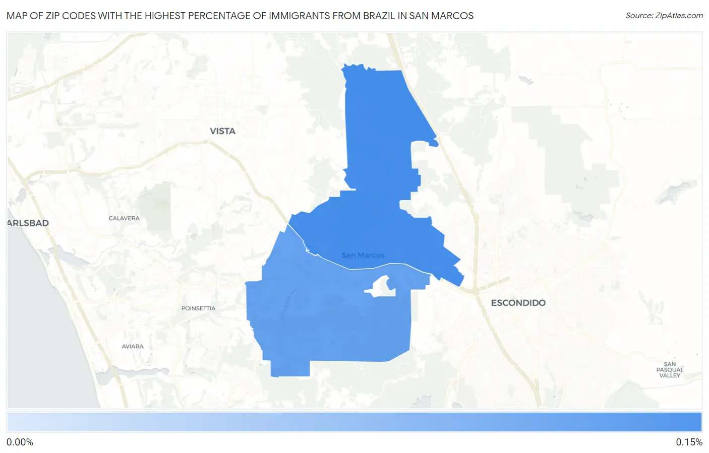 Zip Codes with the Highest Percentage of Immigrants from Brazil in San Marcos Map
