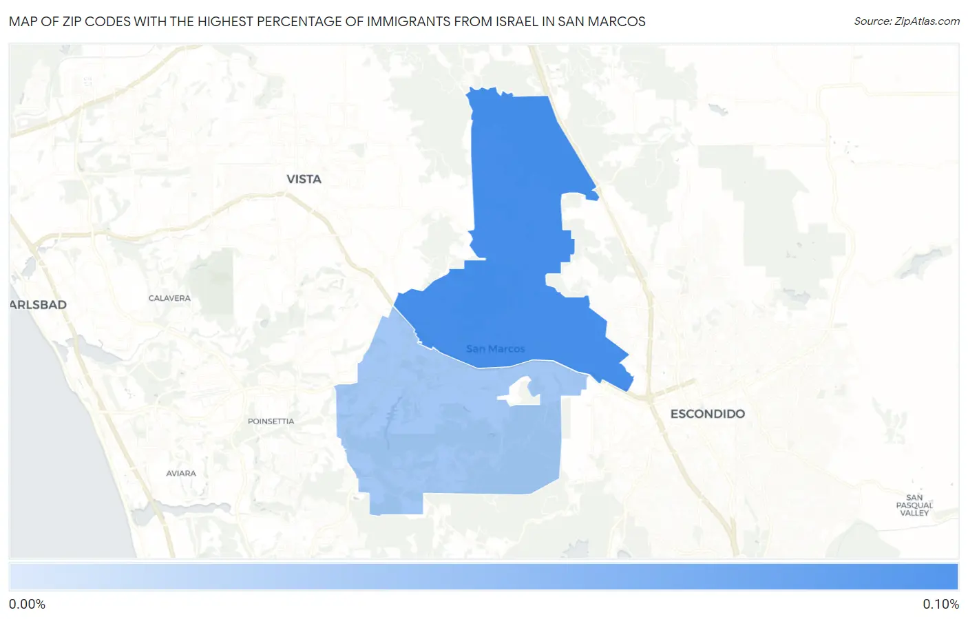 Zip Codes with the Highest Percentage of Immigrants from Israel in San Marcos Map