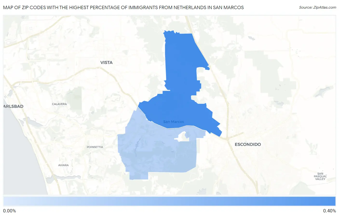 Zip Codes with the Highest Percentage of Immigrants from Netherlands in San Marcos Map