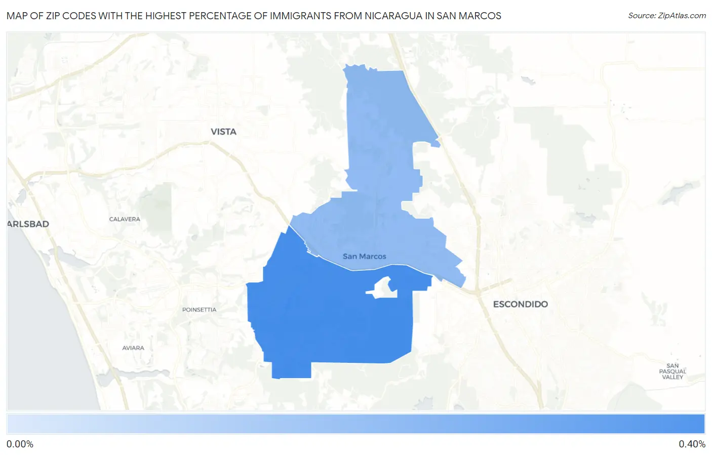 Zip Codes with the Highest Percentage of Immigrants from Nicaragua in San Marcos Map