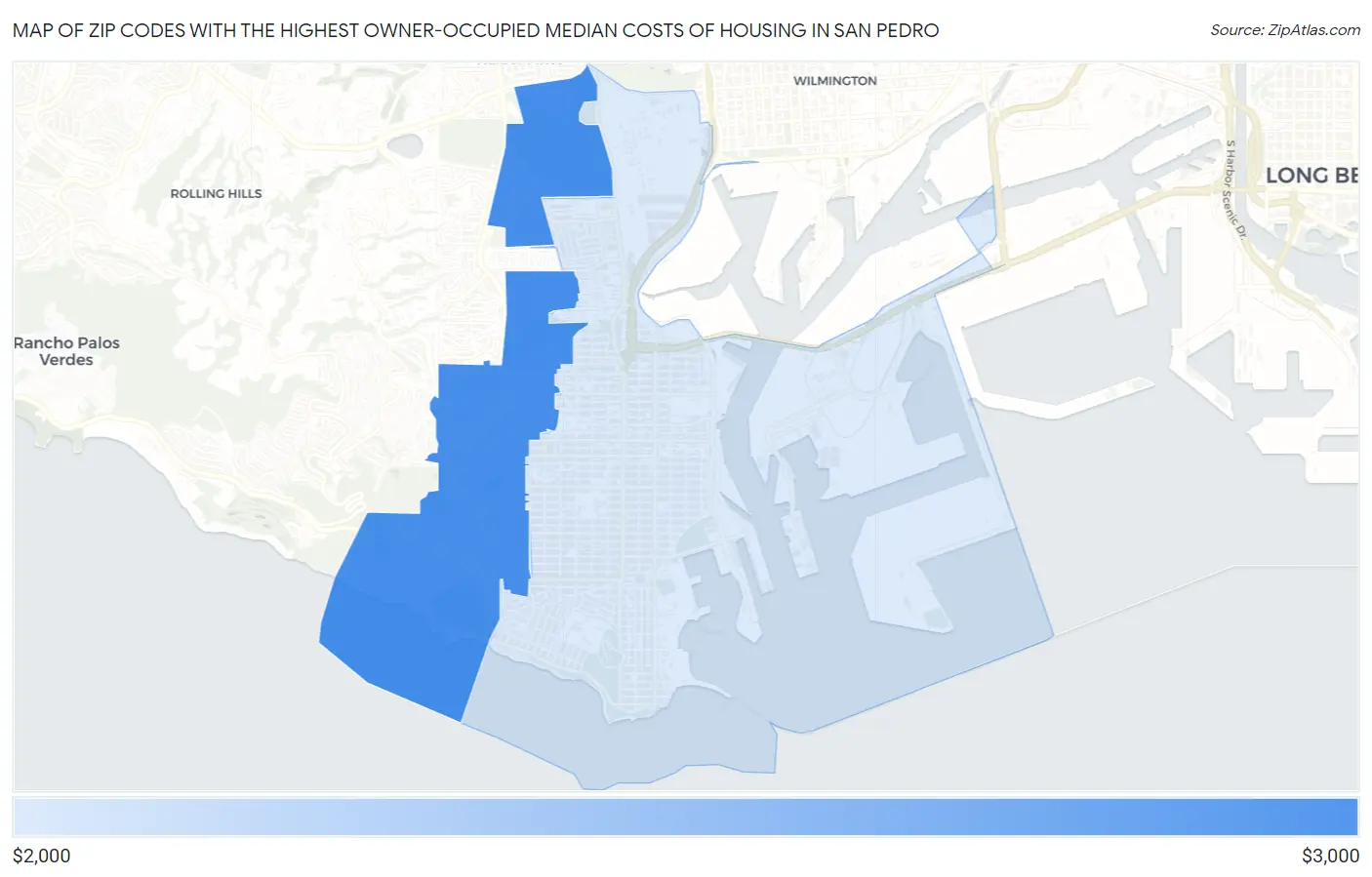 Zip Codes with the Highest Owner-Occupied Median Costs of Housing in San Pedro Map
