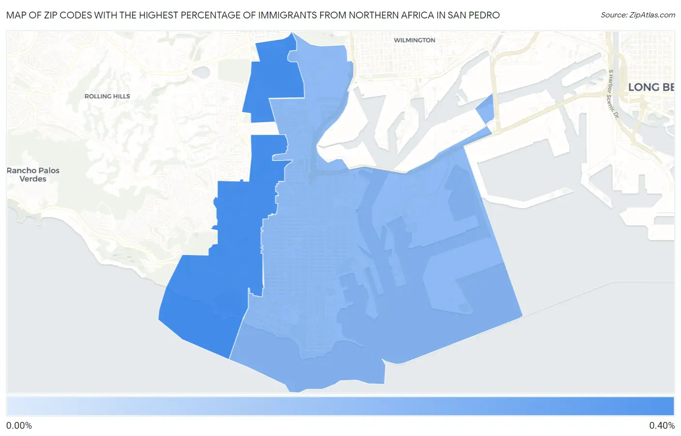 Zip Codes with the Highest Percentage of Immigrants from Northern Africa in San Pedro Map